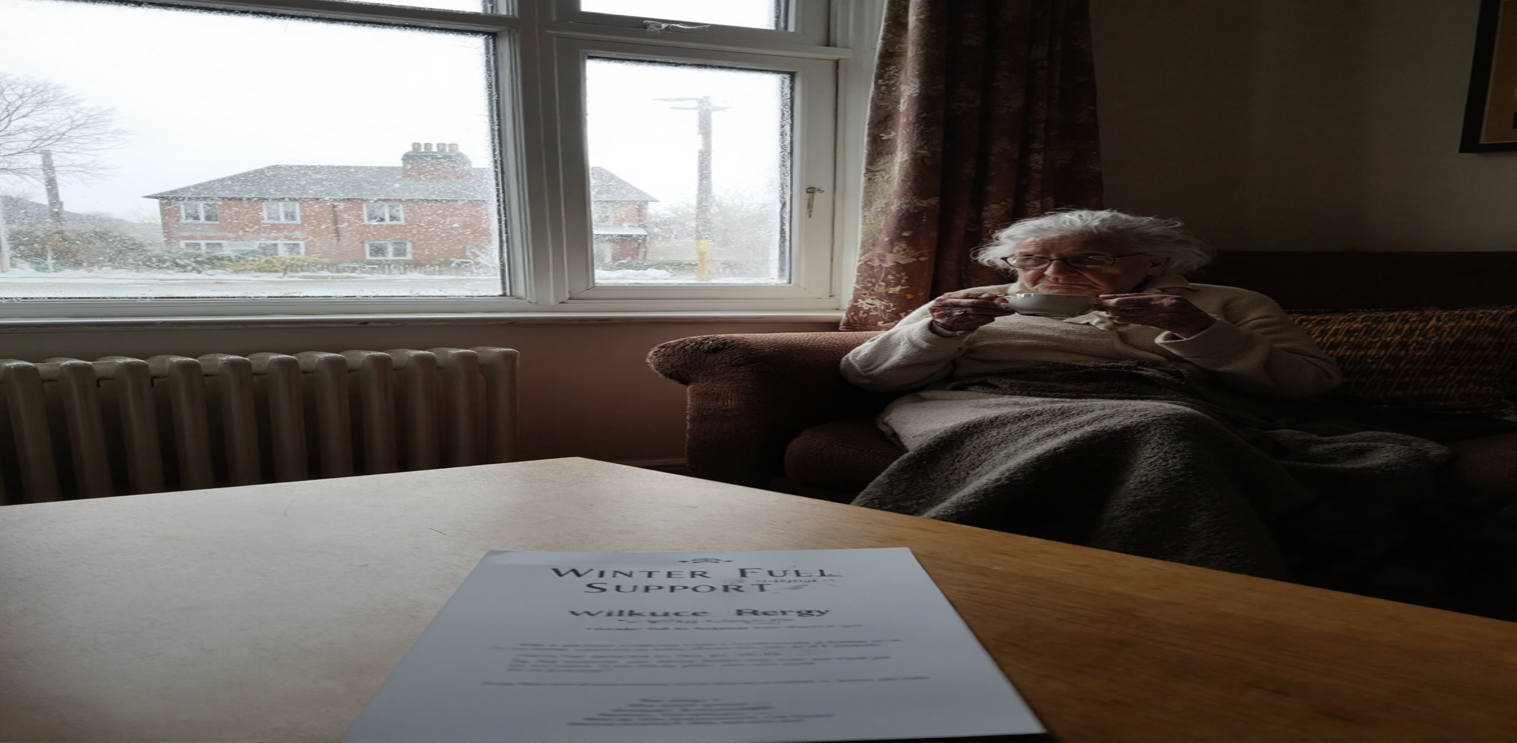 Winter Fuel Payment Support - Elderly person with winter fuel support document on table