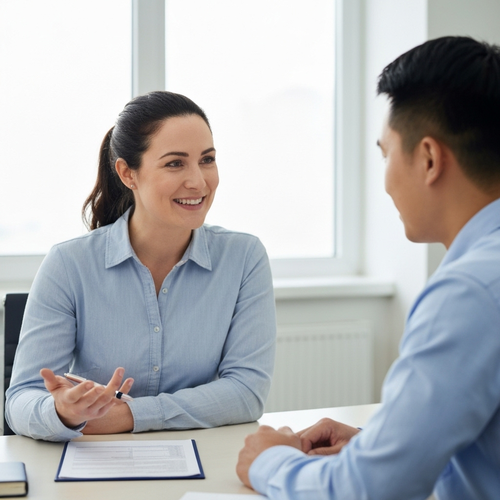 Mortgage advisor helping first-time buyer UK